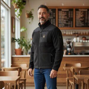 Spyder Black Fleece Full-Zip Jacket – Men’s XL – Excellent Condition Sporty